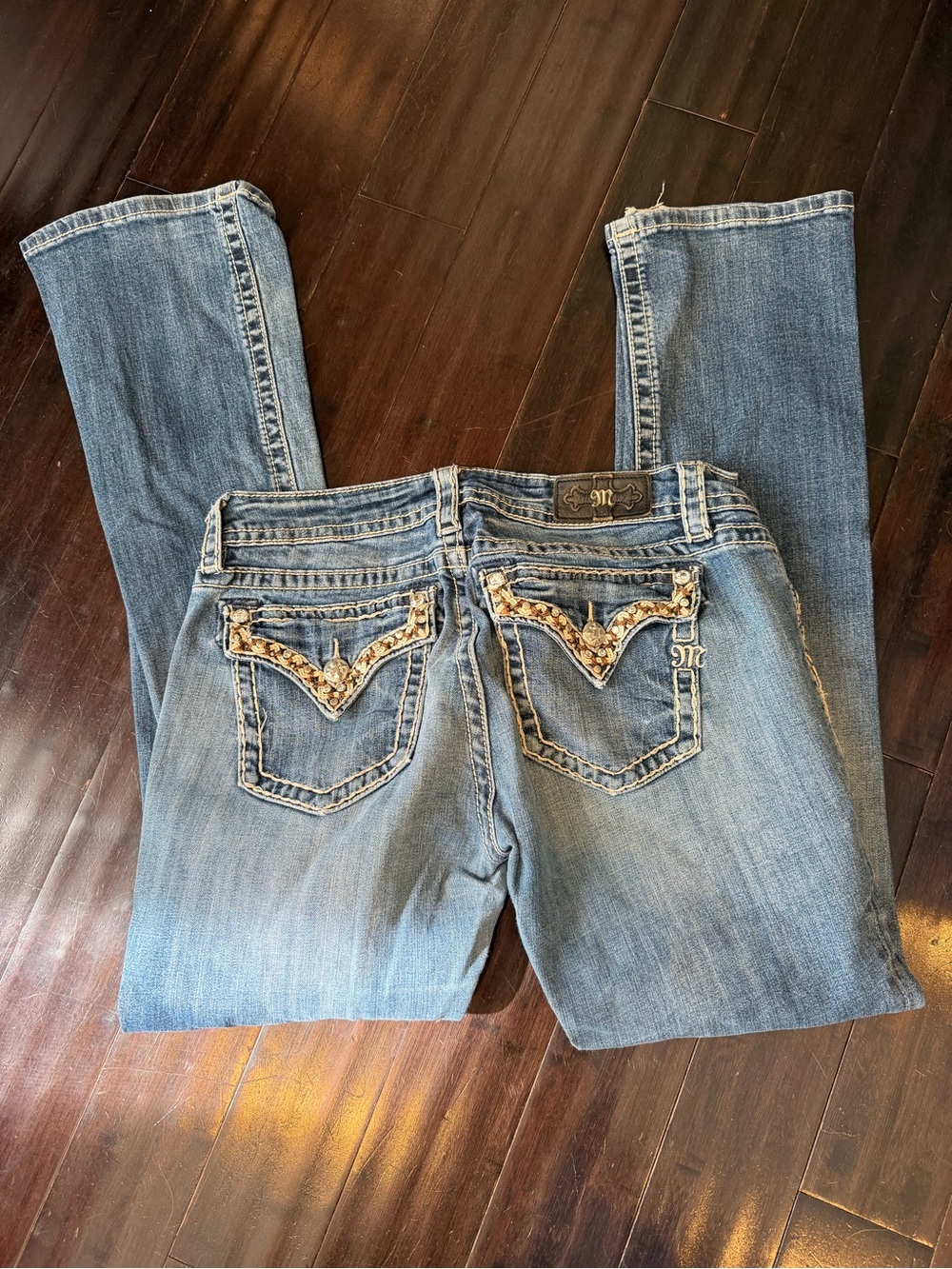 Miss Me Light Blue Boot Cut Jeans with Embellished Back Pockets